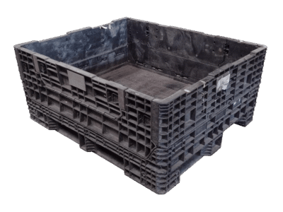 5748-25-RAB2D57-NB1-1.png Reconditioned BCD 57" x 48" x 25" All Black All Good Runner Collapsible Bulk Container-2 Drop Doors 57" Side