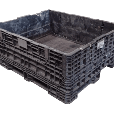 Reconditioned BCD 57″ x 48″ x 25″ All Black All Good Runner Bulk Container-2 Drop Doors 57″ Side