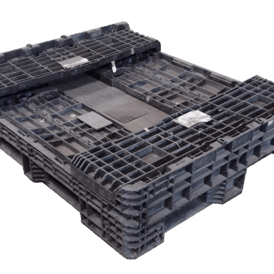 Reconditioned BCD 57″ x 48″ x 25″ All Black All Good Runner Bulk Container-2 Drop Doors 57″ Side