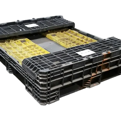 Reconditioned BCD 57″ x 48″ x 25″ Mixed Color All Good Runner Bulk Container-2 Drop Doors 57″ Side