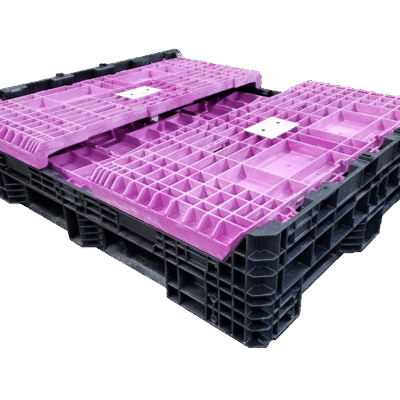 New Buckhorn 57″ x 48″ x 34″ Black Base Purple Wall Bulk Container-2 Drop Doors 57″ Side