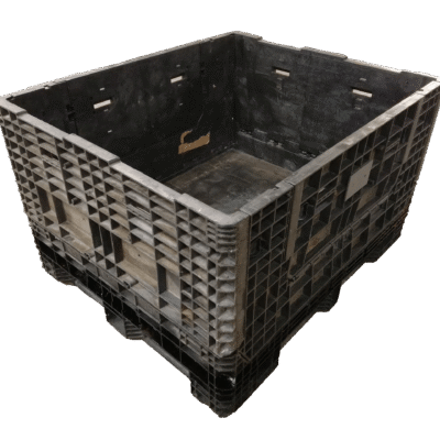 Reconditioned BCD 57″ x 48″ x 34″ All Black All Good Runner Bulk Container-2 Drop Doors 57″ Side
