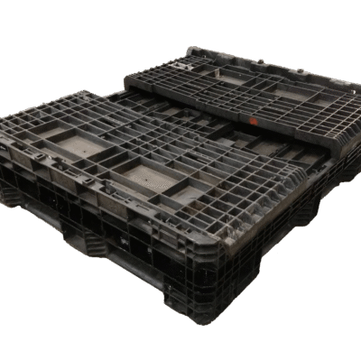 Reconditioned BCD 57″ x 48″ x 34″ All Black All Good Runner Bulk Container-2 Drop Doors 57″ Side