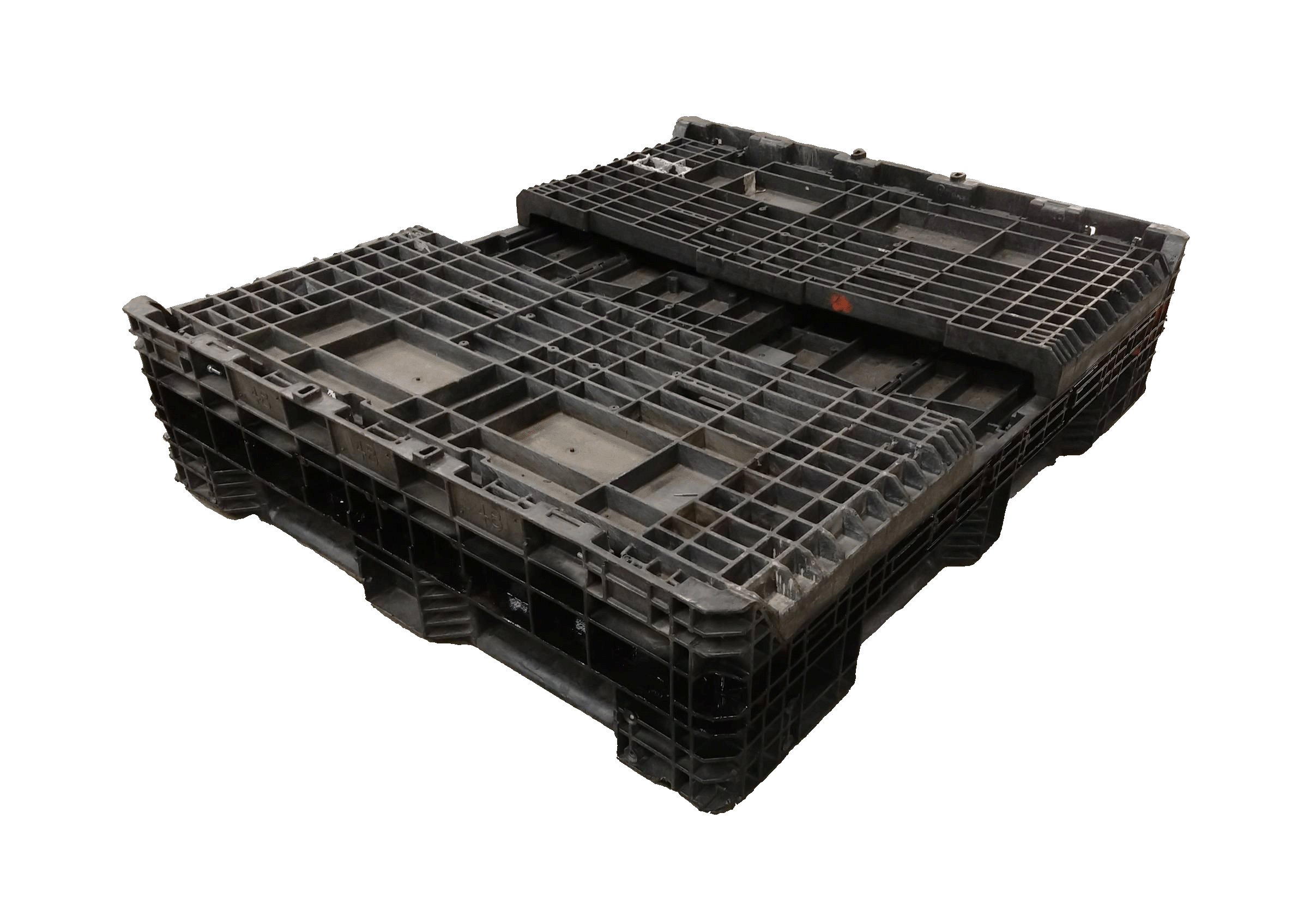 Reconditioned BCD 57" x 48" x 34" All Black All Good Runner Bulk Container-2 Drop Doors 57" Side - Image 2