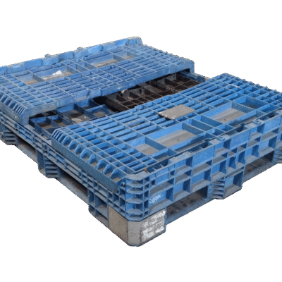 Reconditioned BCD 57″ x 48″ x 34″ Mixed Color All Good Runner Bulk Container-2 Drop Doors 57″ Side