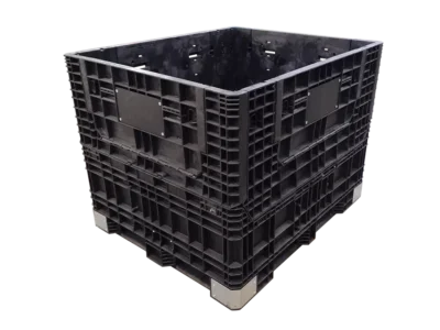 5748-44-LUABAGR4D-1-1-2.webp Reconditioned BCD 57" x 48" x 44" All Black All Good Runner Collapsible Bulk Container-4 Drop Doors