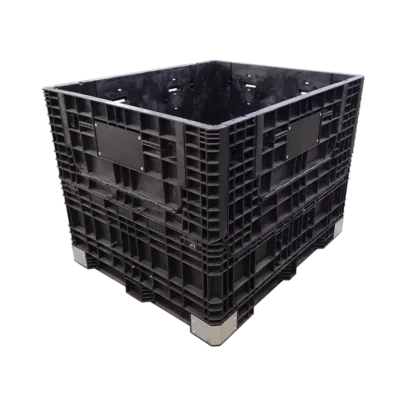 Lightly Used Buckhorn 57″ x 48″ x 44″ All Black All Good Runner Bulk Container-4 Drop Doors