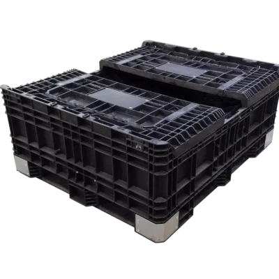 Lightly Used Buckhorn 57″ x 48″ x 44″ All Black All Good Runner Bulk Container-4 Drop Doors