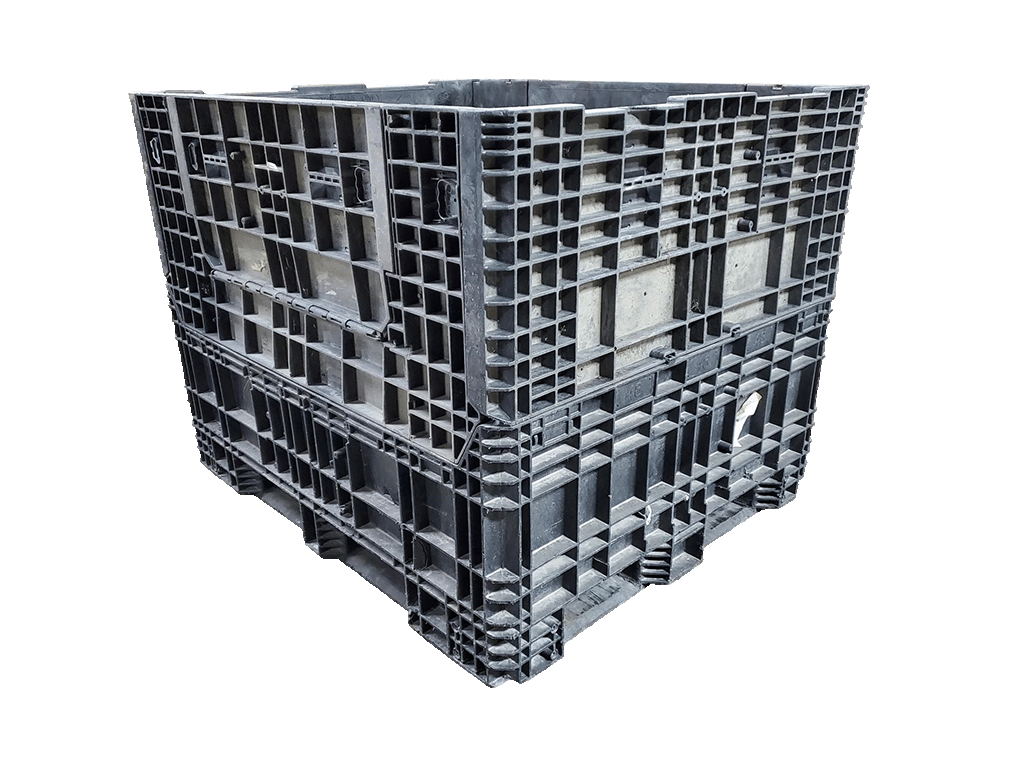 Reconditioned BCD 57" x 48" x 44" All Black All Good Runner Bulk Container-2 Drop Doors