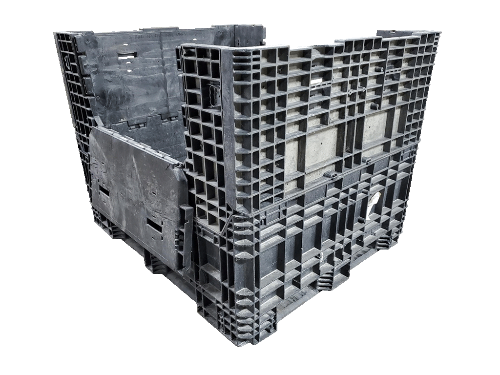 Reconditioned BCD 57" x 48" x 44" All Black All Good Runner Bulk Container-2 Drop Doors - Image 3