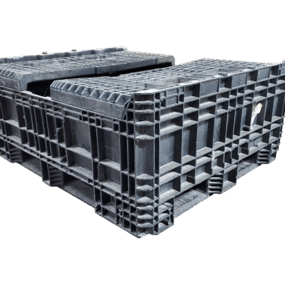 Reconditioned BCD 57″ x 48″ x 44″ All Black All Good Runner Bulk Container-2 Drop Doors