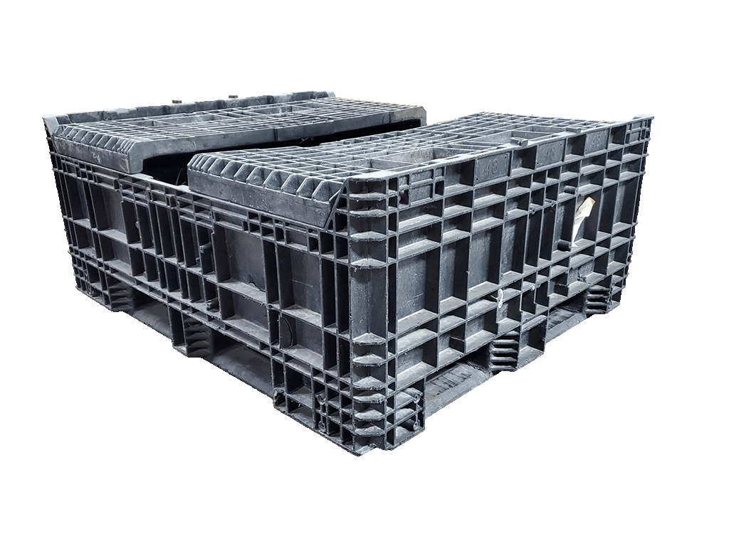 Reconditioned BCD 57" x 48" x 44" All Black All Good Runner Bulk Container-2 Drop Doors - Image 2
