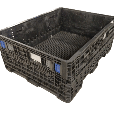 Reconditioned BCD 62″ x 48″ x 25″ All Black All Good Runner Bulk Container-2 Drop Doors 48″ Side