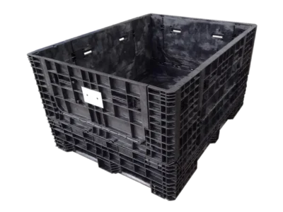 New Buckhorn 62" x 48" x 34" All Black Collapsible Bulk Container-4 Drop Doors