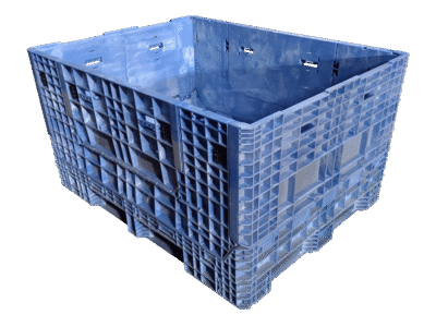 New Buckhorn 62" x 48" x 34" All Blue Collapsible Bulk Container-2 Drop Doors 62" Side