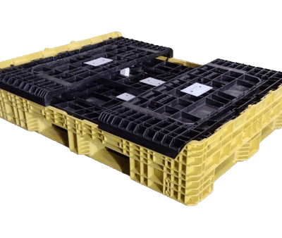 New Buckhorn 62″ x 48″ x 34″ Yellow Base Black Wall Bulk Container-4 Drop Doors