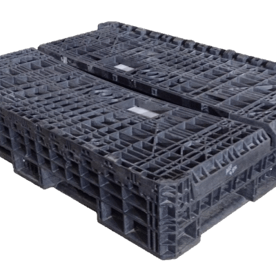Reconditioned BCD 62″ x 48″ x 34″ All Black All Good Runner Bulk Container-2 Drop Doors 48″ Side