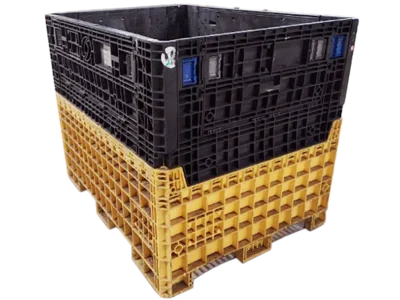 6248-50-RMC2D48-1-1.webp Reconditioned BCD 62" x 48" x 50" Mixed Color All Good Runner Collapsible Bulk Container-2 Drop Doors 48" Side