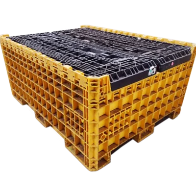 Reconditioned BCD 62″ x 48″ x 50″ Mixed Color All Good Runner Bulk Container-2 Drop Doors 48″ Side