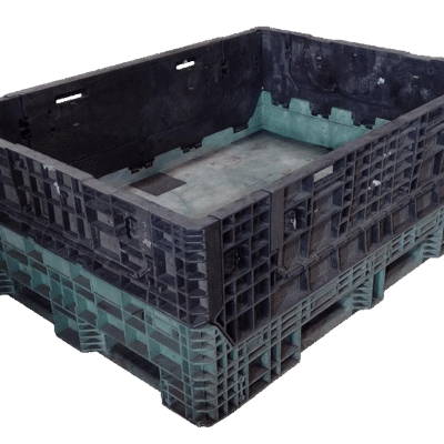 Reconditioned BCD 64″ x 48″ x 25″ Green Base Black Wall All Good Runner Bulk Container-4 Drop Doors