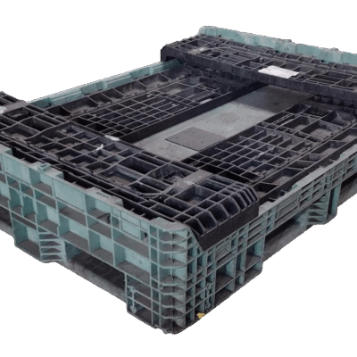 Reconditioned BCD 64″ x 48″ x 25″ Green Base Black Wall All Good Runner Bulk Container-4 Drop Doors
