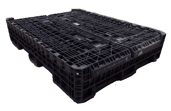 Reconditioned BCD 64" x 48" x 34" All Black All Good Runner Collapsible Bulk Container-2 Drop Doors 64" Side - Image 3