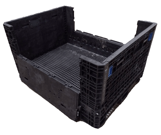 Reconditioned BCD 64" x 48" x 34" All Black All Good Runner Collapsible Bulk Container-2 Drop Doors 64" Side - Image 2