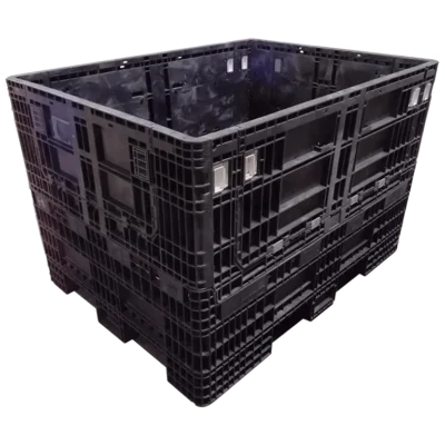 Reconditioned BCD 64″ x 48″ x 42″ All Black All Good Runner Bulk Container-2 Drop Doors