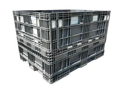 Reconditioned BCD 64" x 48" x 42" All Black All Good Runner Collapsible Bulk Container-4 Drop Doors