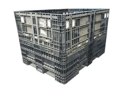 Reconditioned BCD 64" x 48" x 44" All Black All Good Runner Collapsible Bulk Container-4 Drop Doors