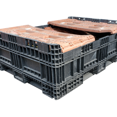Reconditioned BCD 64″ x 48″ x 44″ Mixed Color All Good Runner Bulk Container-4 Drop Doors