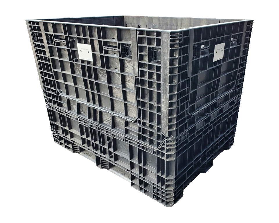 Reconditioned Buckhorn/Orbis 64" x 48" x 50" All Black All Good Runner Bulk Container-4 Drop Doors - Image 4