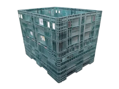 Reconditioned Buckhorn/Orbis 64" x 48" x 50" All Black All Good Runner Collapsible Bulk Container-2 Drop Doors 64" Side