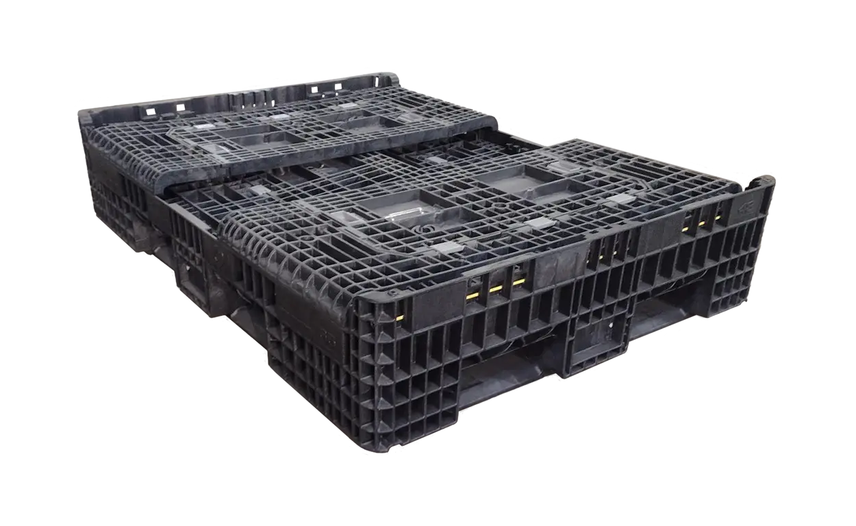 Lightly Used Orbis 65" x 48" x 34" All Black Bulk Container-4 Drop Doors - Image 2