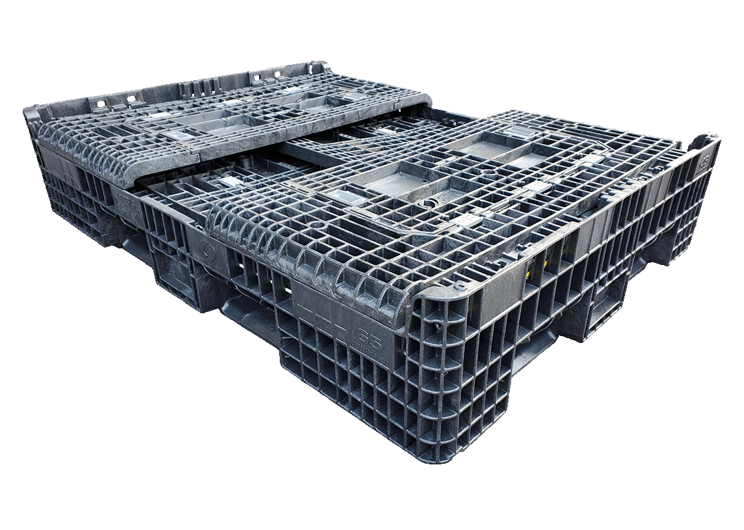 New Orbis 65" x 48" x 34" All Black Bulk Container-4 Drop Doors - Image 2