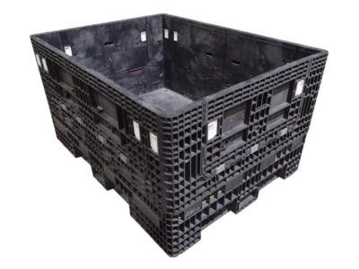 Reconditioned Orbis 65" x 48" x 34" All Black All Good Runner Collapsible Bulk Container-4 Drop Doors