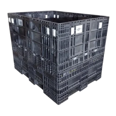 Reconditioned BCD 65″ x 48″ x 34″ All Black Orbis All Good Runner Bulk Container-4 Drop Doors