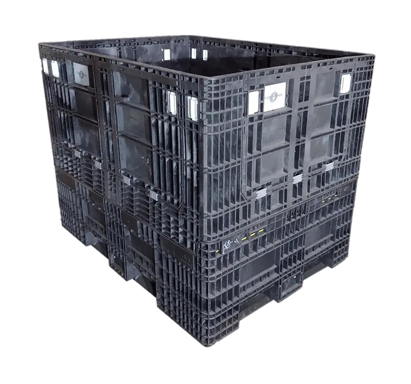 Reconditioned BCD 65" x 48" x 34" All Black All Good Runner Bulk Container-4 Drop Doors