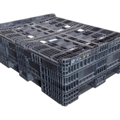 Reconditioned BCD 65″ x 48″ x 34″ All Black Orbis All Good Runner Bulk Container-4 Drop Doors