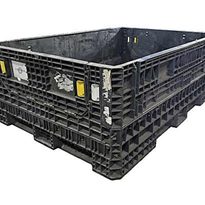 Reconditioned BCD 70″ x 48″ x 25″ All Black All Good Runner Bulk Container-2 Drop Doors 48″ Side