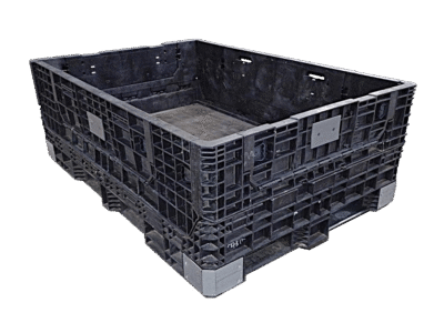 Reconditioned BCD 70" x 48" x 25" All Black All Good Runner Collapsible Bulk Container-4 Drop Doors