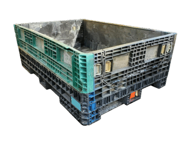 Reconditioned BCD 70" x 48" x 25" Mixed Color All Good Runner Collapsible Bulk Container-2 Drop Doors 48" Side