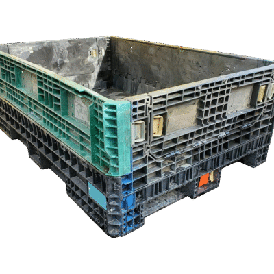 Reconditioned BCD 70″ x 48″ x 25″ Mixed Color All Good Runner Bulk Container-2 Drop Doors 48″ Side