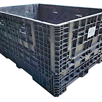 Lightly Used Buckhorn 70″ x 48″ x 34″ All Black Bulk Container-4 Drop Doors