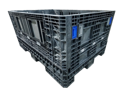 New Orbis 70" x 48" x 34" All Black Collapsible Bulk Container-4 Drop Doors