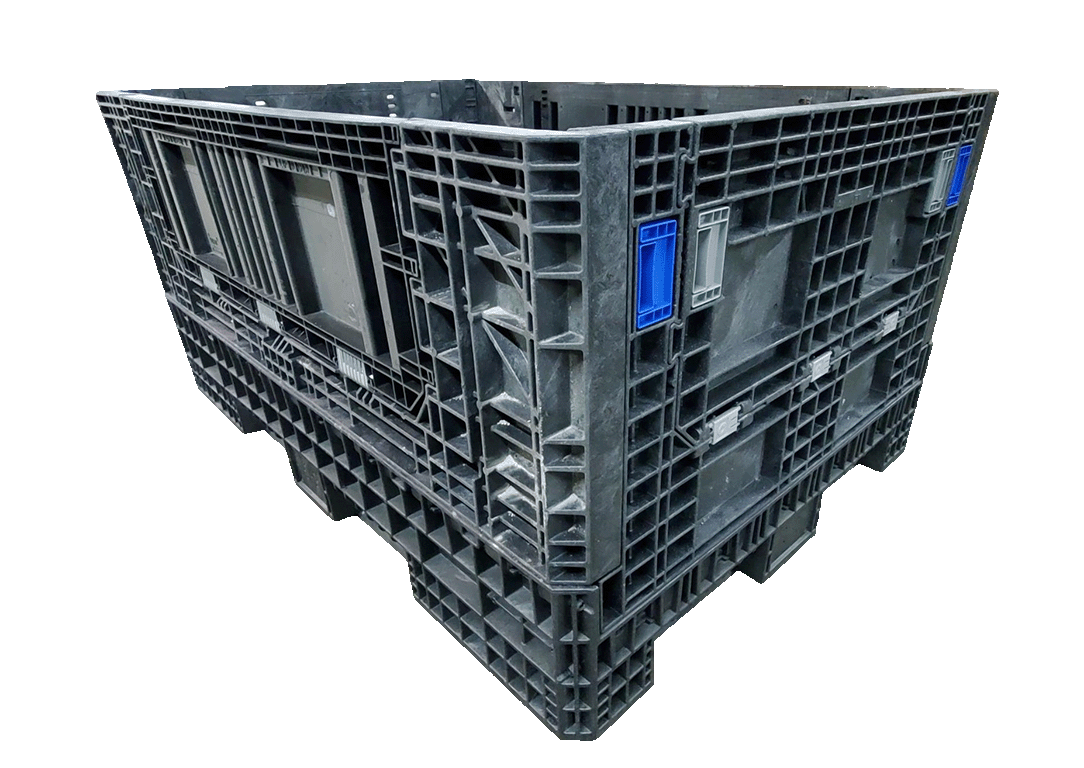 New Orbis 70" x 48" x 34" All Black Bulk Container-4 Drop Doors