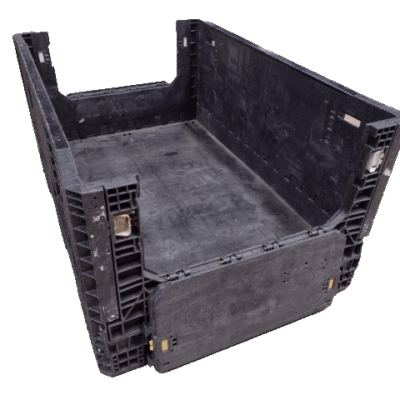 Reconditioned BCD 70″ x 48″ x 34″ All Black All Good Runner Bulk Container-2 Drop Doors 48″ Side