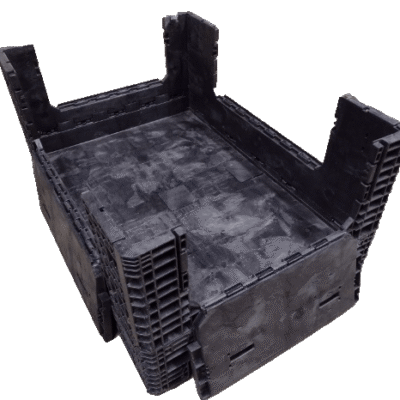 Reconditioned BCD 70″ x 48″ x 34″ All Black All Good Runner Bulk Container-4 Drop Doors