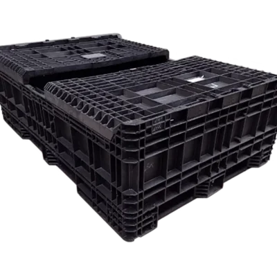 Reconditioned Buckhorn 70″ x 48″ x 50″ All Black All Good Runner Bulk Container-2 Drop Doors 70″ Side
