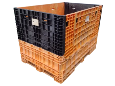 Reconditioned Buckhorn 70" x 48" x 50" Mixed Color All Good Runner Collapsible Bulk Container-4 Drop Doors